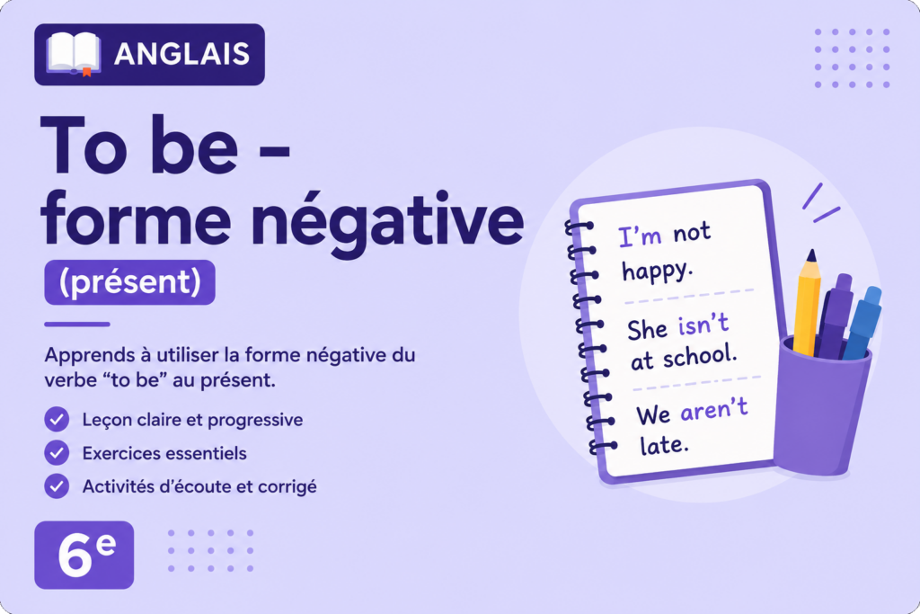 To be – Forme négative (présent) – 6e