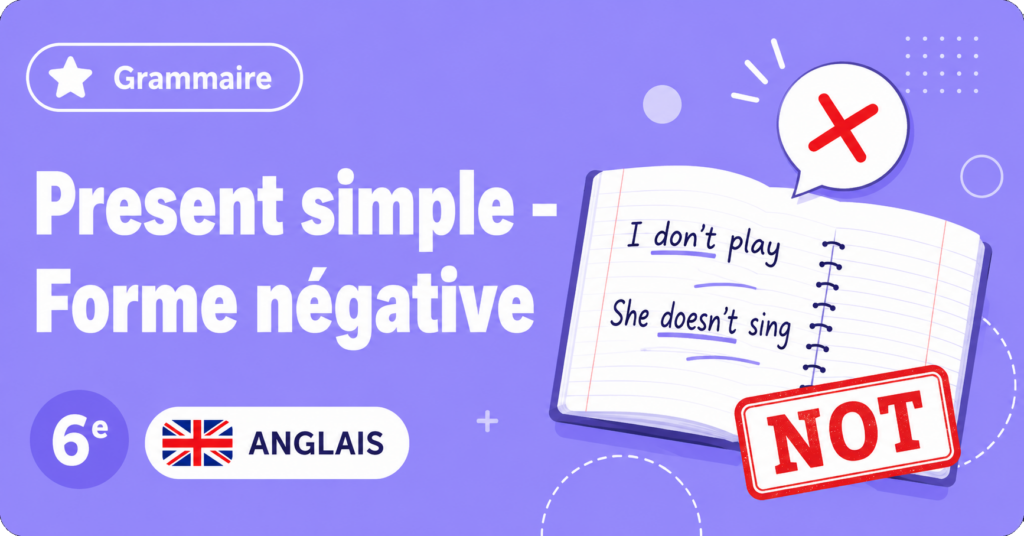 Present simple – Forme négative – 6e